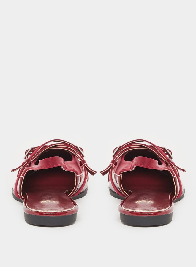 Styli Burgundy Pointed-Toe Slingback Flats - Image 4